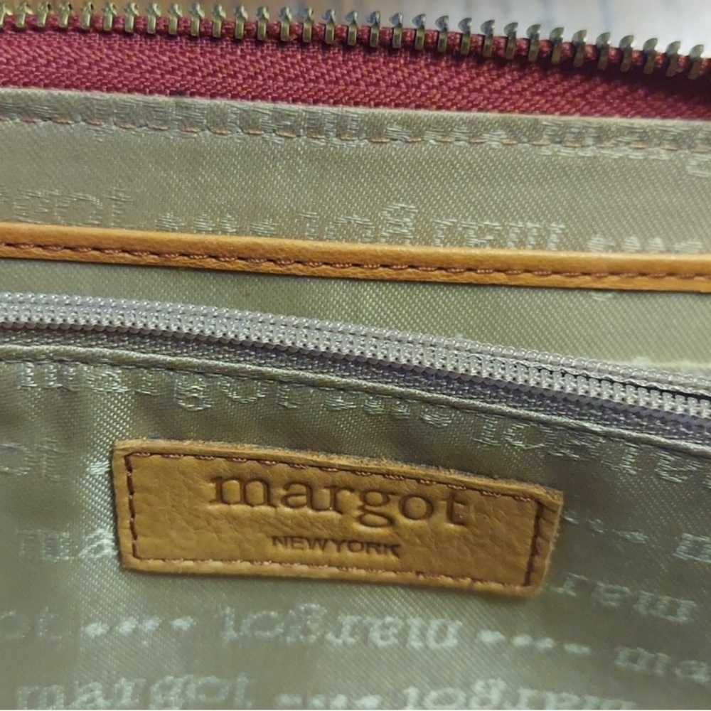 Margot New York Leather Wristlet with Red and Tan Accents - Picture 2 of 3